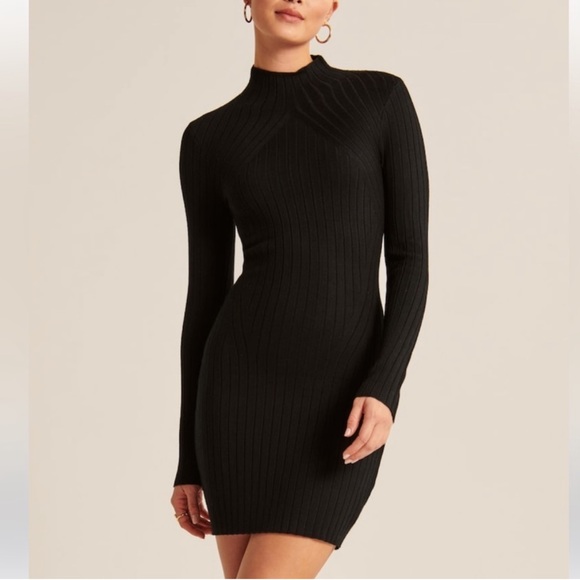 Abercrombie & Fitch Long-Sleeve Mockneck Mini Sweater Dress - Picture 1 of 4